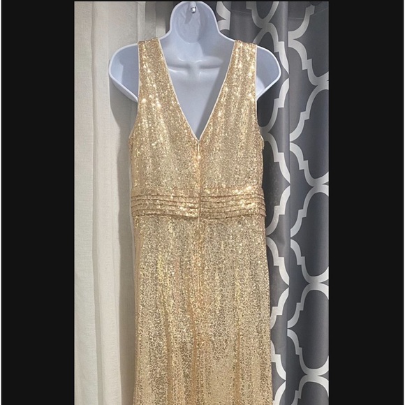 Gold Sequence Party Dress- Long - Picture 3 of 7